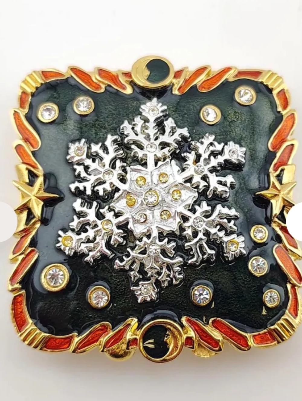 Vintage Bob Mackie "Masquerade" Snowflake Compact – Celestial Moon Detail –
